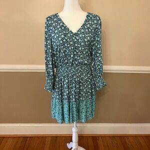 Vineyard Vines NWT Tonal floral smocked dress, Color- Deep Juniper